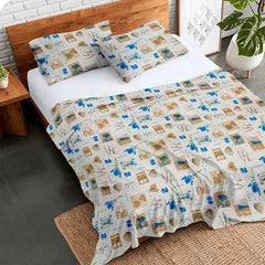3 piece bedsheet Florish Azur _ PB0013