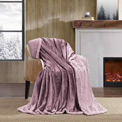Super Soft Reversible Sherpa Fleece Blanket 350gsm- Pink