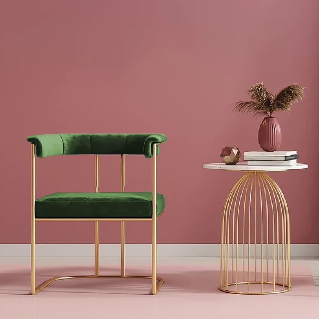 Velvet Upholstered Armchair Gold Accent Chair