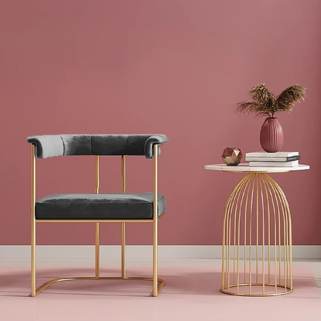 Velvet Upholstered Armchair Gold Accent Chair