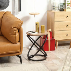 Criss-Cross Round Sofa Side Table