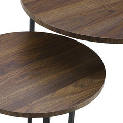 Rustic Wood Round Nesting Side Tables Set