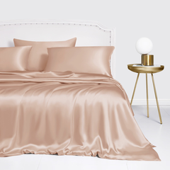 6 Pcs Luxury Silk Duvet Set - Peach