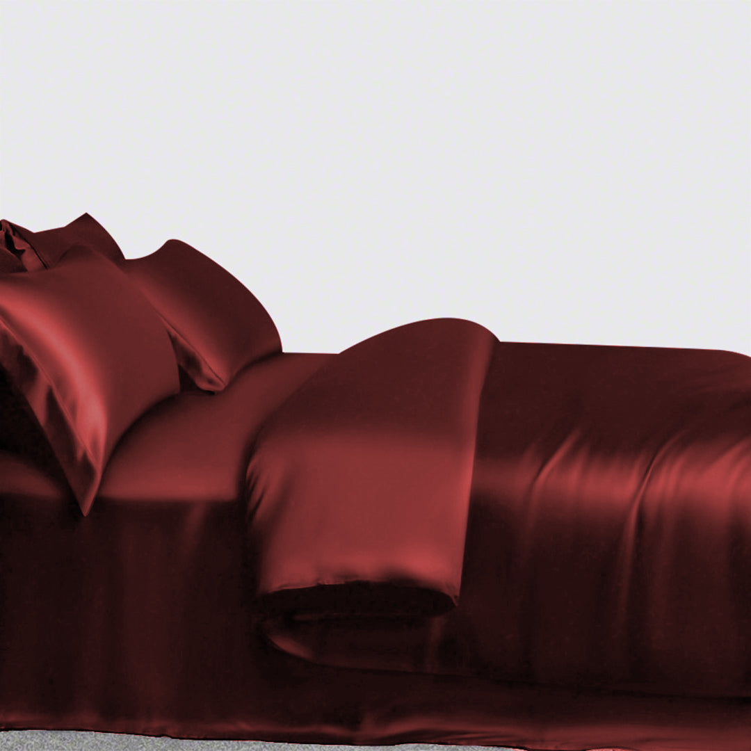6 Pcs Luxury Silk Duvet Set - Maroon