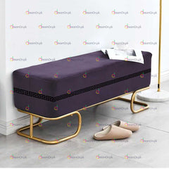 3 Seater Luxury Wooden Stool With Steel Stand - 50086
