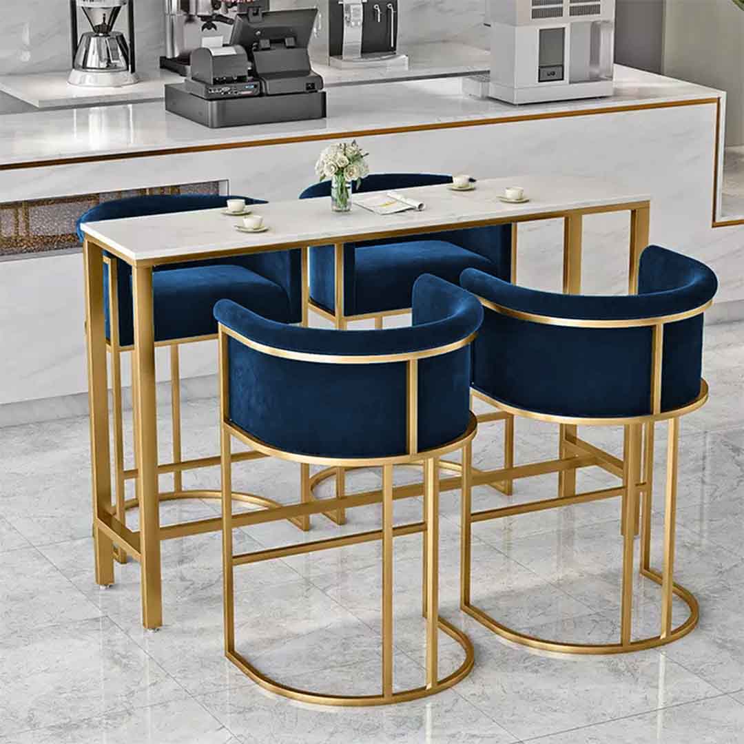 Luxury Space Saver Dining Table & Chairs- 5 Pcs (Navy Blue)