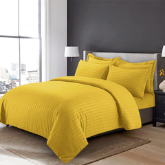 Luxury Satin Stripe Duvet Set - Yellow