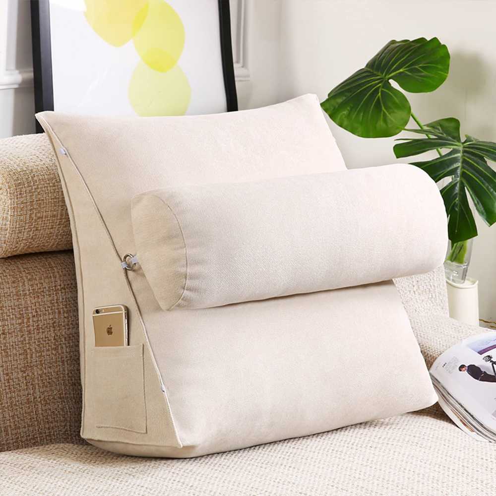 Triangular Back Rest Pillow/Cushion Cream