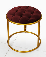 Luxury Round Wooden Stool With Steel Stand