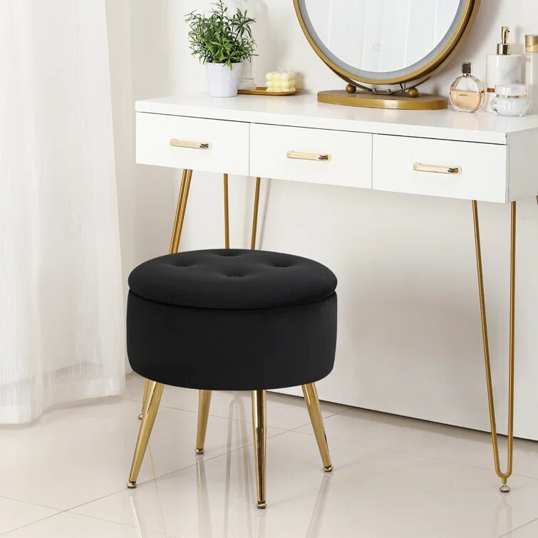 Luxury Round Stool With Steel Stand