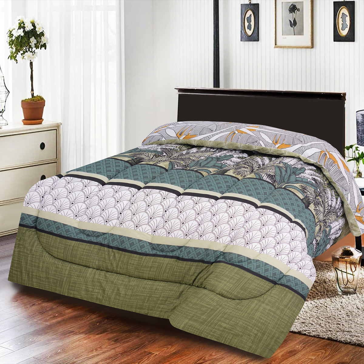 4 Pc Filled Printed Comforter