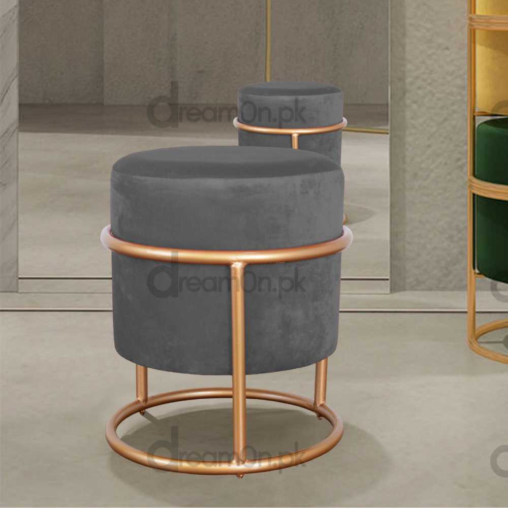 Dressing table stool, 1 seater wooden and metal stool, makeup table stool