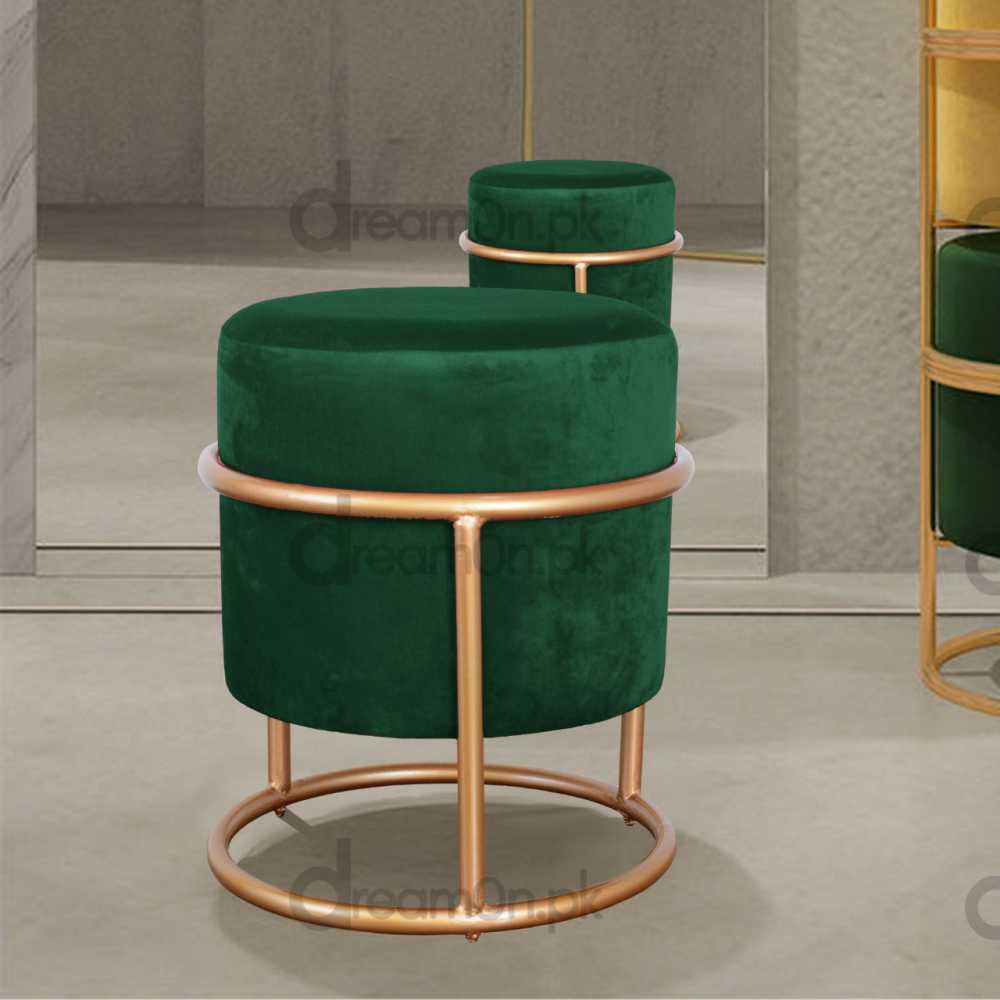 Dressing table stool, 1 seater wooden and metal stool, makeup table stool