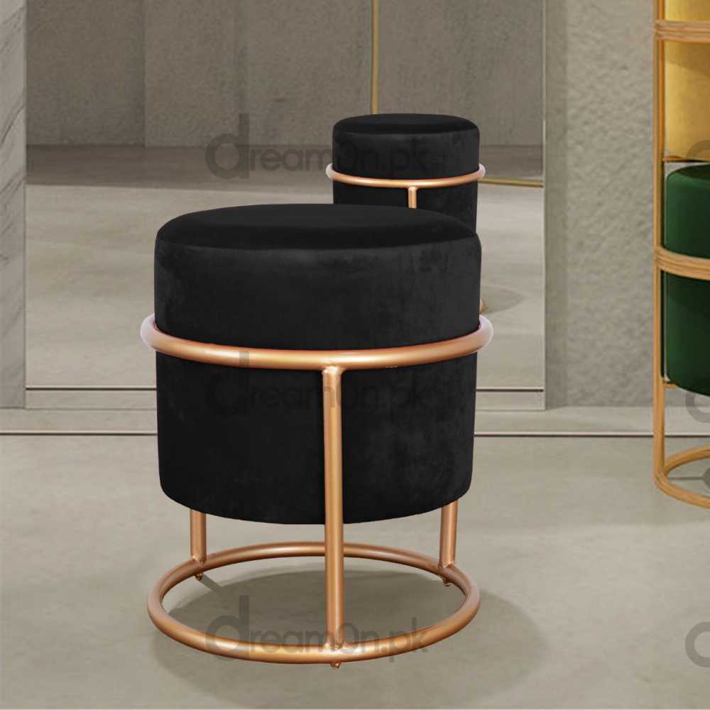 Dressing table stool, 1 seater wooden and metal stool, makeup table stool