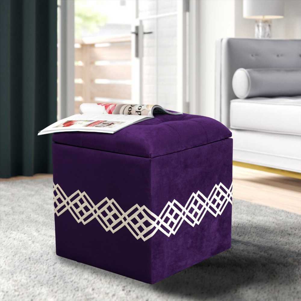 Wooden Stool or velvet quilted storage box 