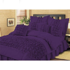 8 Pcs Embellished Comforter Set-Purple