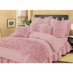 8 Pcs Embellished Comforter Set-Light Pink