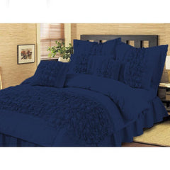 8 Pcs Embellished Comforter Set-Blue