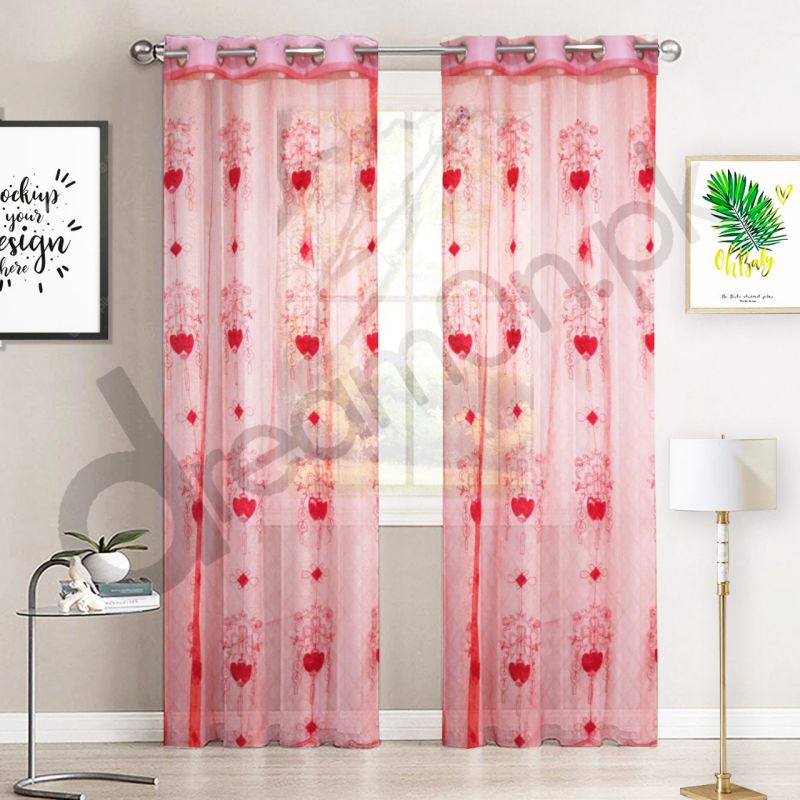 Pair Of Organza Curtains - Red