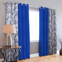 2 Tone Premium Curtains Without Lining Blue Color