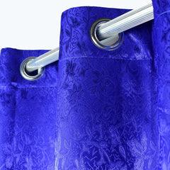 Trendy Jacquard Royal Blue Curtains - Pair 20181