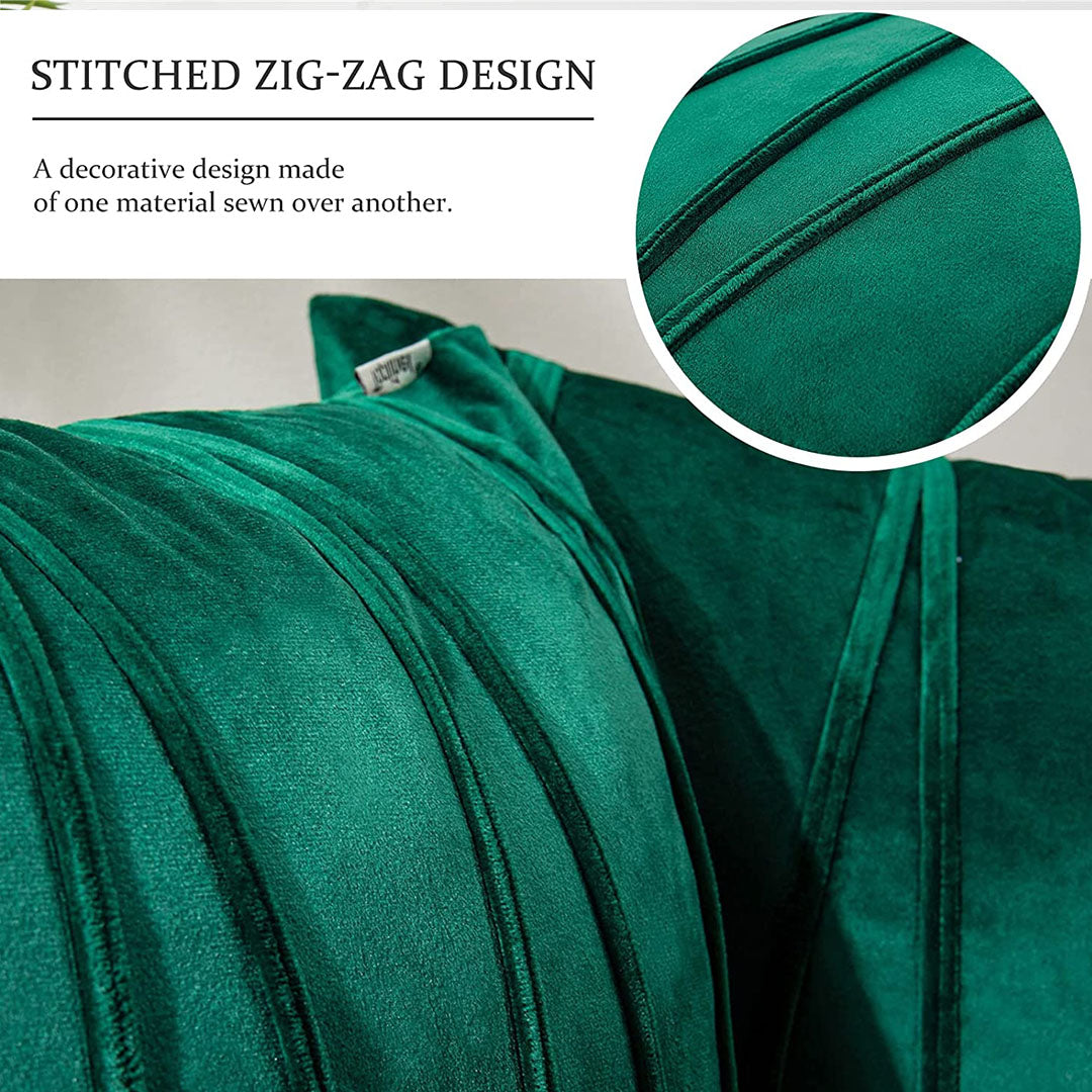 Pair of Zig-Zag Pleated Velvet Cushion Cover