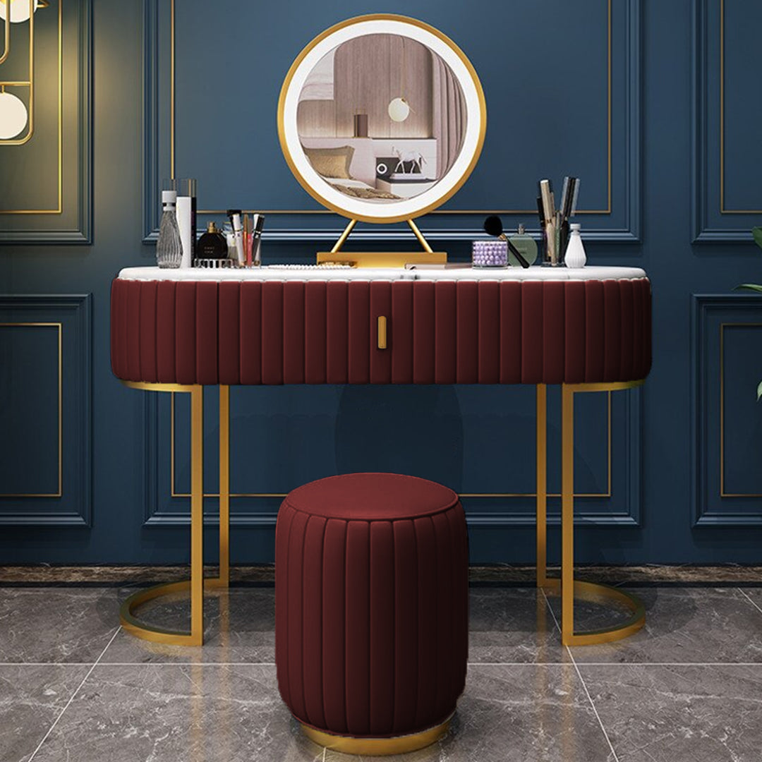 Luxury Vanity Console Table with Stool-Red
