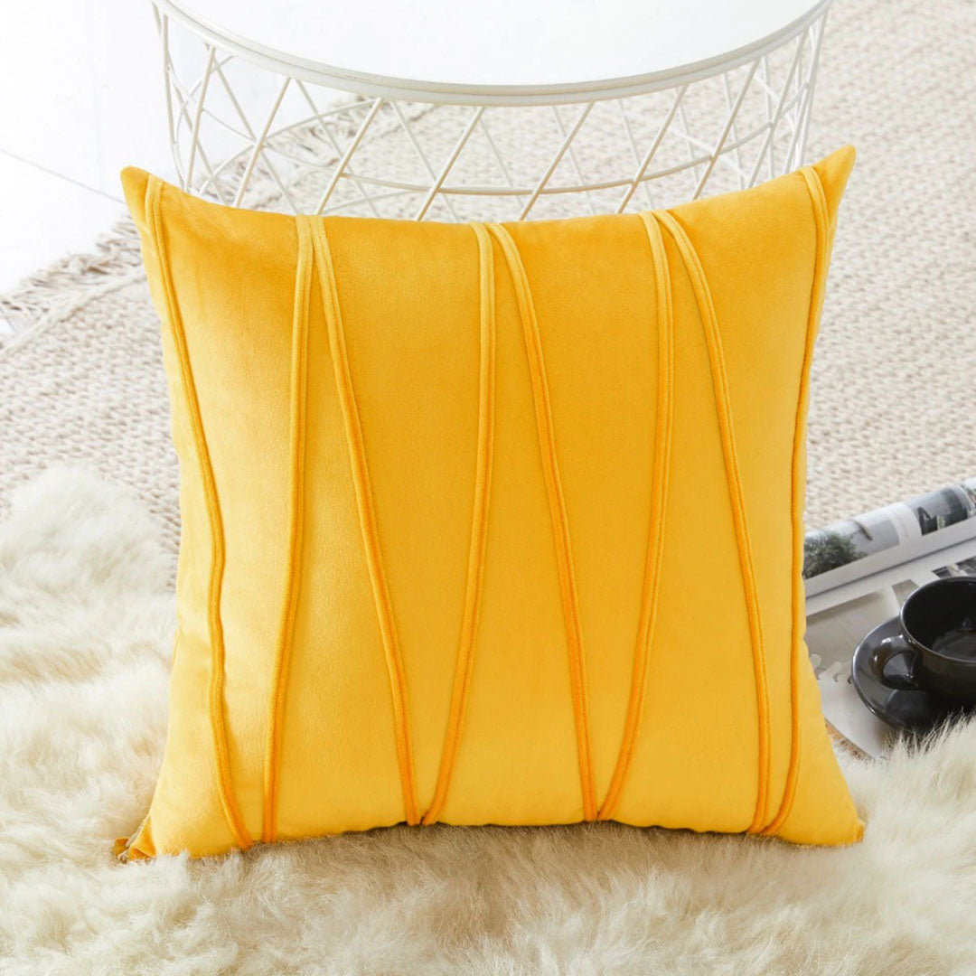 Pair of Zig-Zag Pleated Velvet Cushion Cover
