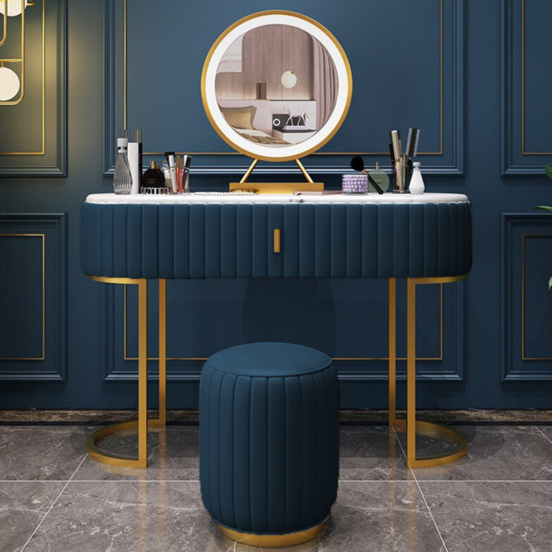 Luxury Vanity Console Table with Stool-Navy Blue