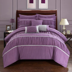 Luxury Centre Frill Bridal Bedding Set 9 Pcs-Purple