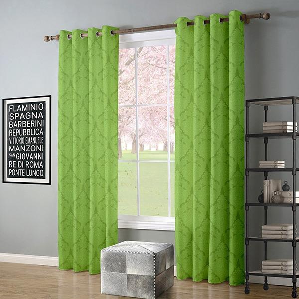 Elegant Jacquard Light Green Curtains- Pair 20191