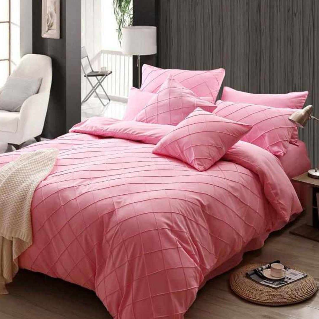 Luxury Cross Plated Duvet Set-Light Pink