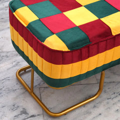 3 Seater Velvet Multi-Shade stool with Metal Stand