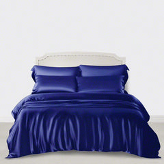 6 Pcs Luxury Silk Duvet Set - Navy Blue