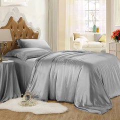 6 Pcs Luxury Silk Duvet Set - Grey
