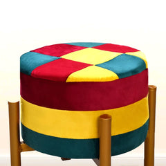 Velvet Multi-Shade stool with Metal Stand