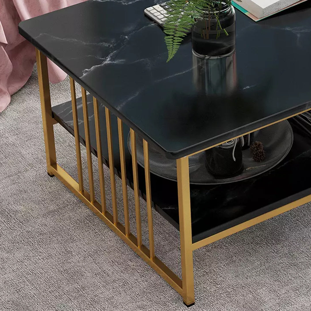 Luxury Two Layer Living Room Table Black Top