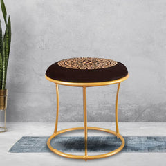 Wooden Stool - Luxury Round Metal Stool Brown