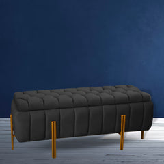 3 Seater Velvet Luxury Ottoman Storage Box-Black